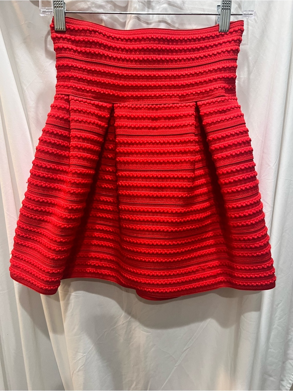 H&M Textured Bright Red A-Line Skirt